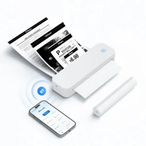 Imprimante Thermique A4 203DPI Portable sans Encre Bluetooth, Papier Thermique A4 (210x297mm), 80mm